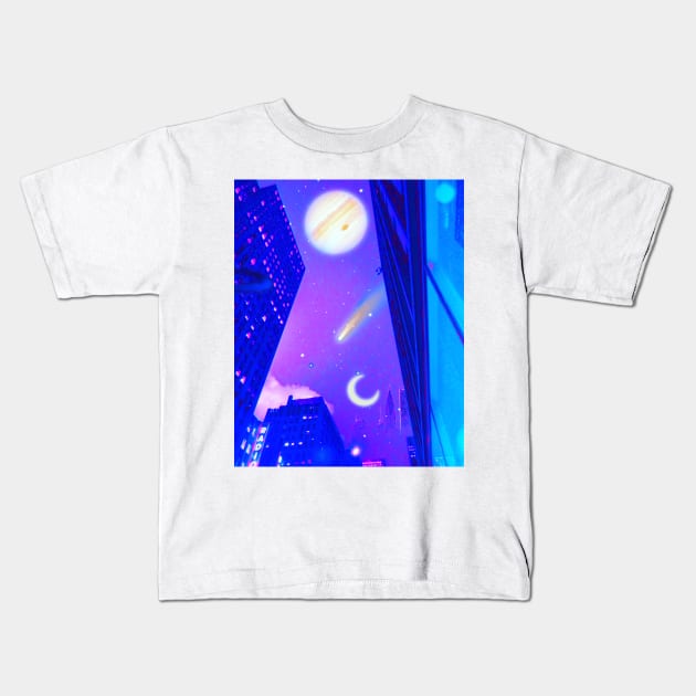 City Night Jupiter Kids T-Shirt by lofi_retrowave